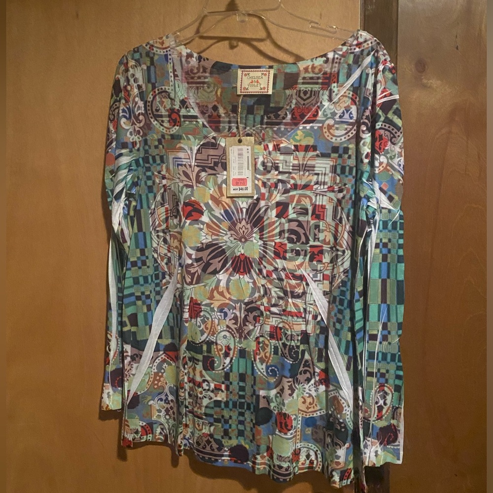 Chelsea & Violet Multi-Colored Blouse Size L